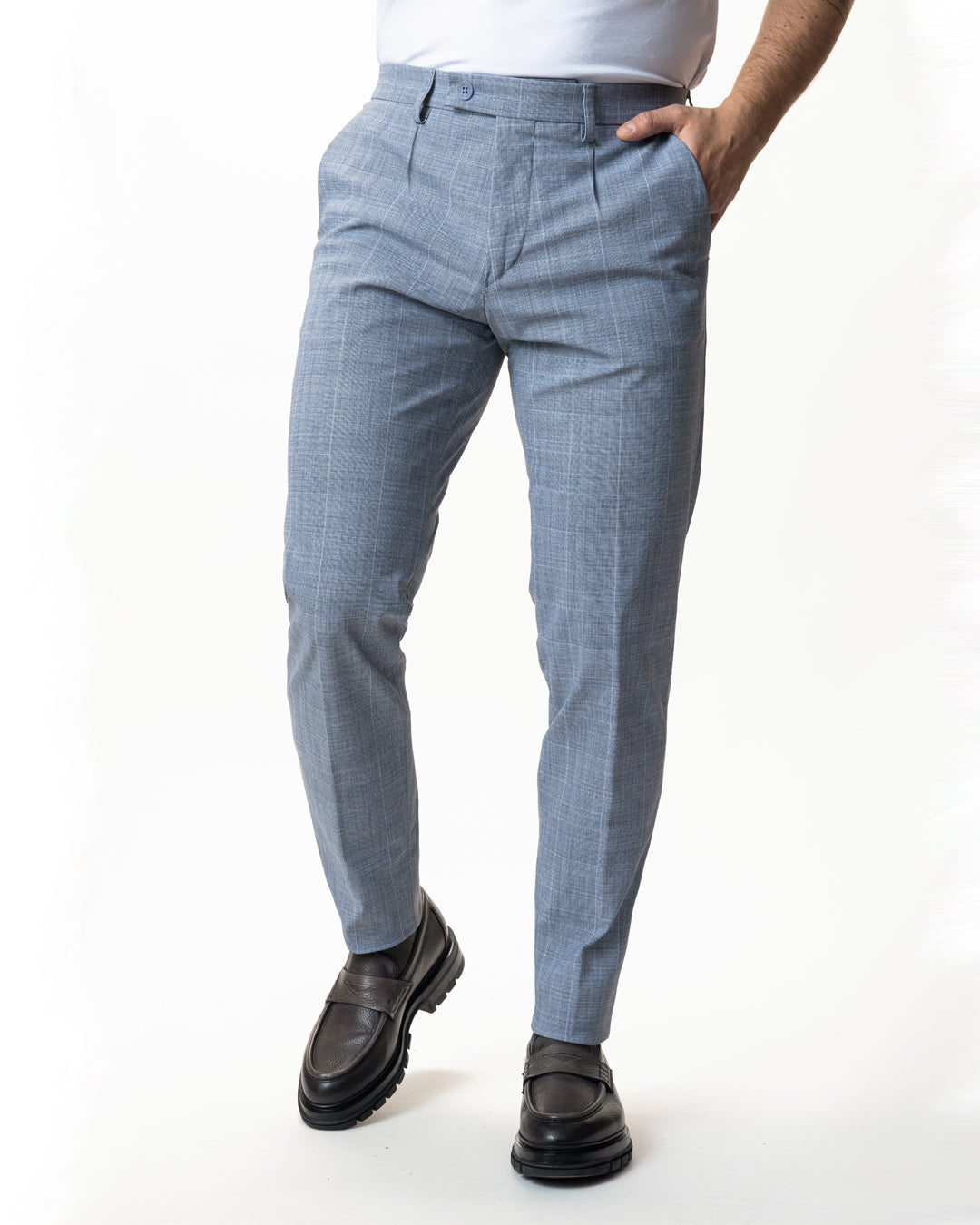 IOS PANTS modern - LIGHT GREY KARO