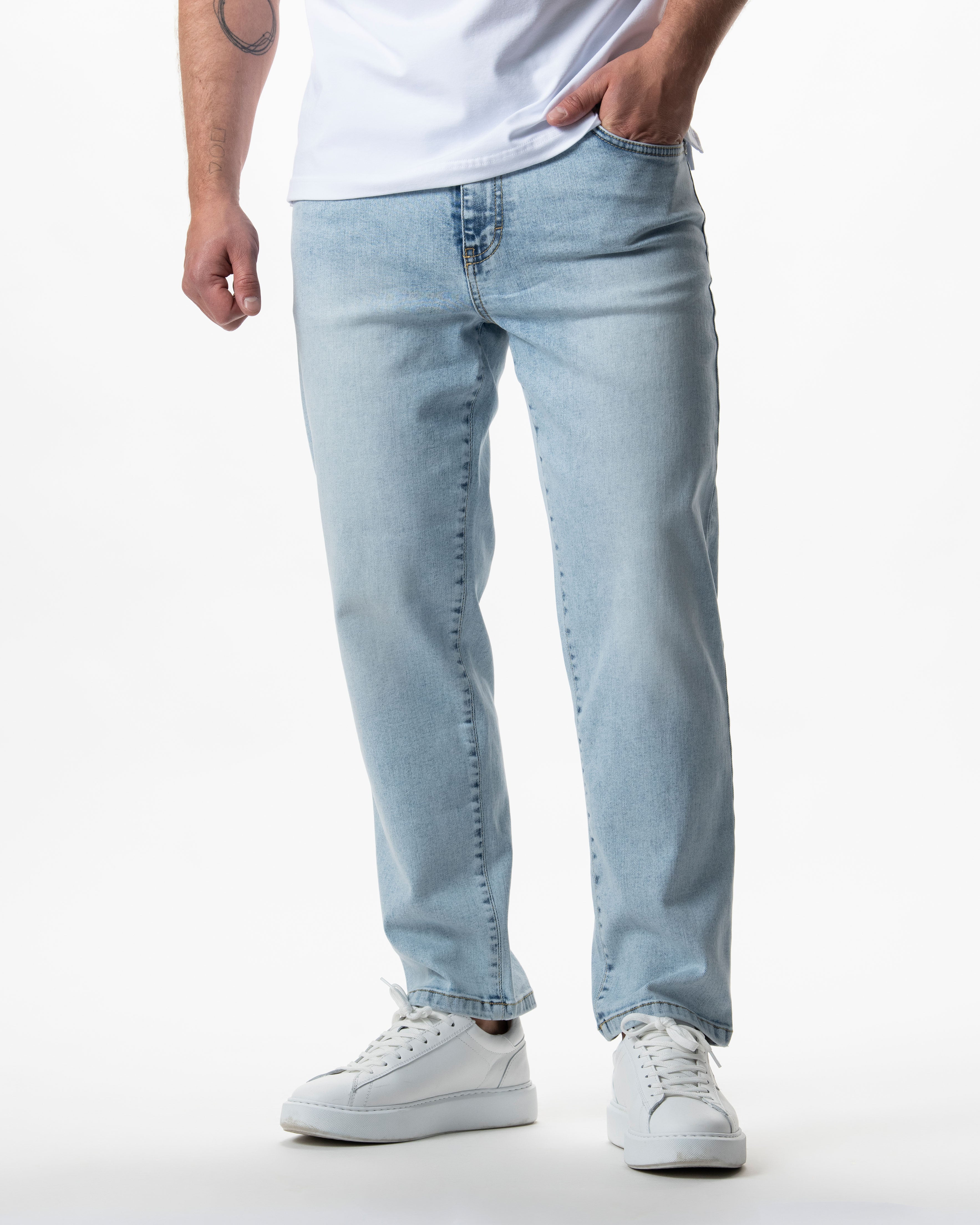 IOS JEANS straight - LIGHT BLUE BLEACHED WASH
