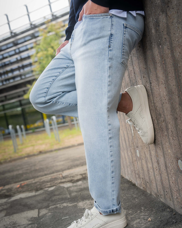 IOS JEANS straight - LIGHT BLUE BLEACHED WASH