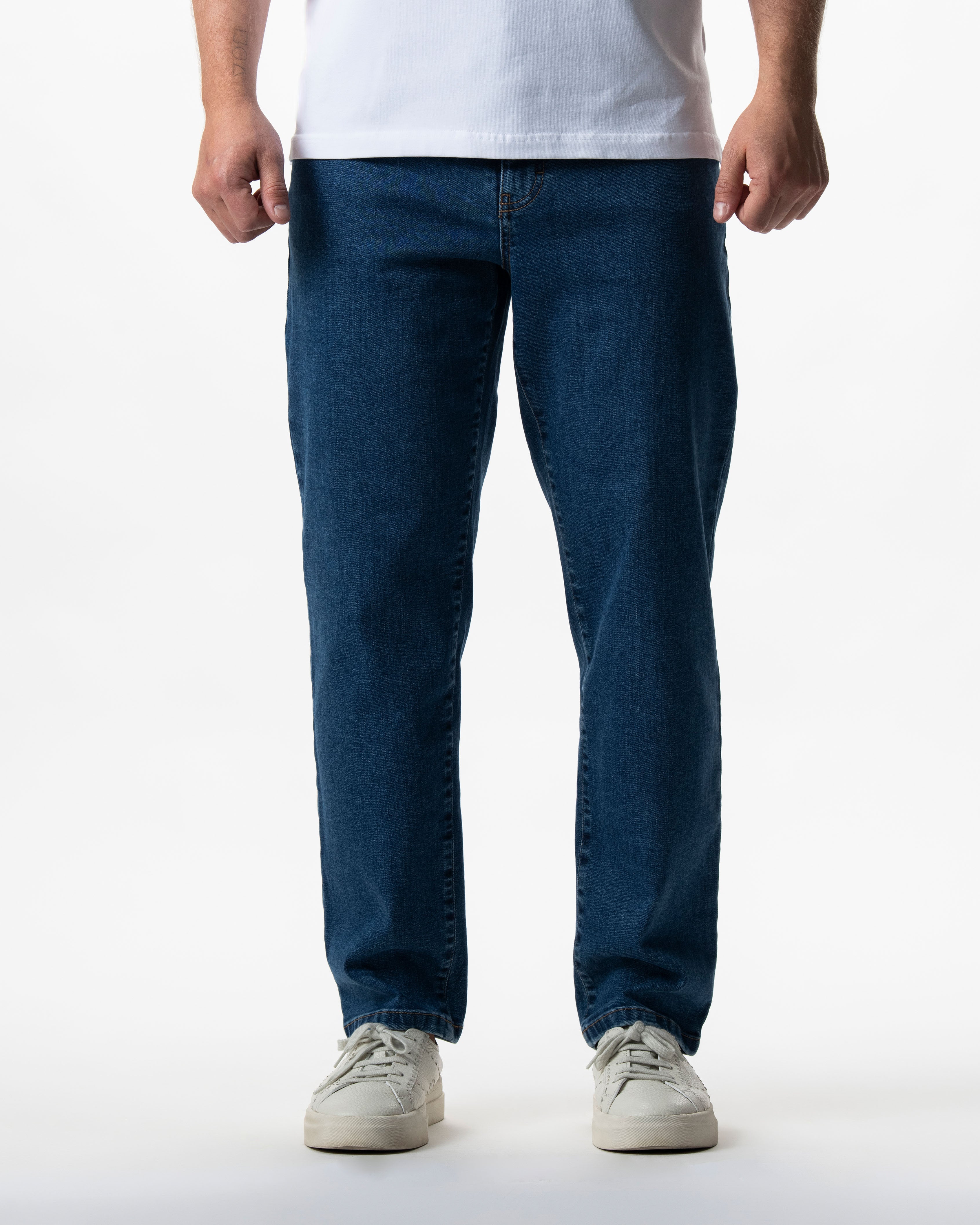 IOS JEANS straight - MID BLUE STONE WASH