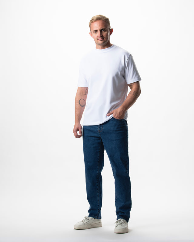 IOS JEANS straight - MID BLUE STONE WASH