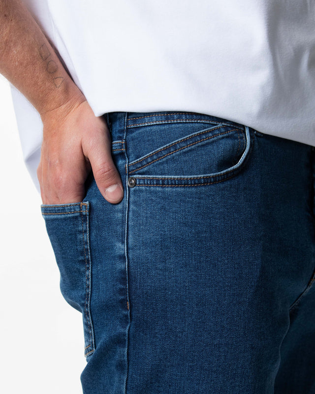 IOS JEANS straight - MID BLUE STONE WASH