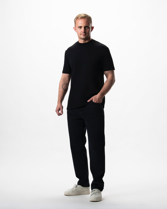 IOS JEANS straight - DARK GREY STONE WASH