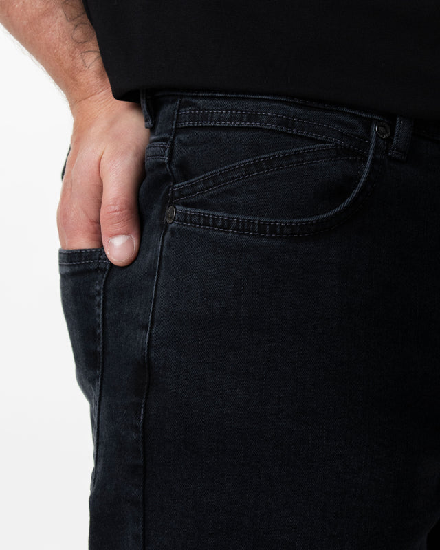 IOS JEANS straight - DARK GREY STONE WASH