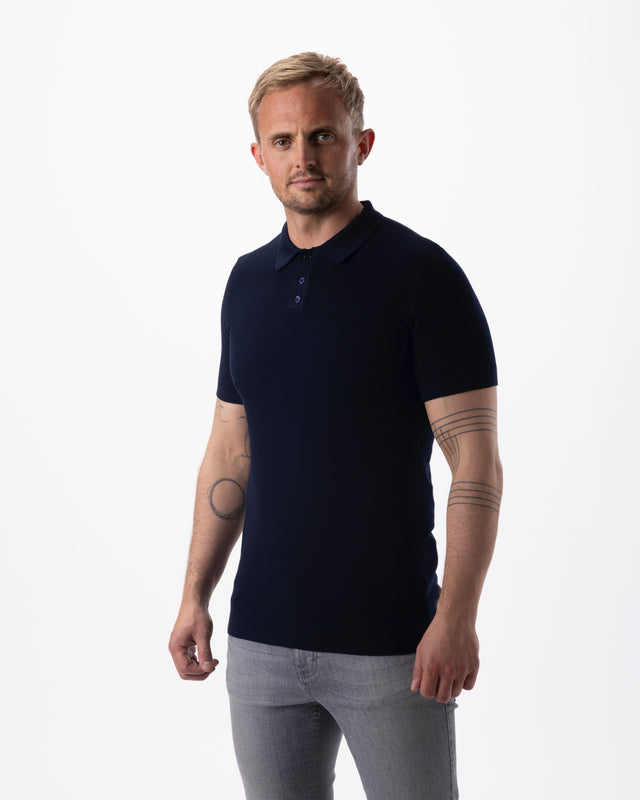 IOS KNITTED POLO - NAVY