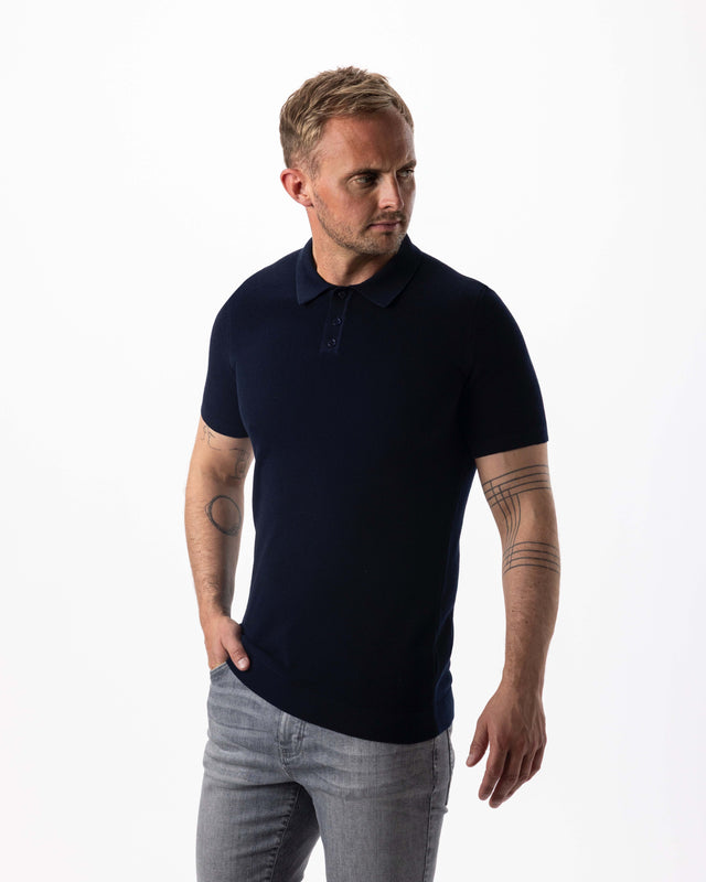 IOS KNITTED POLO - NAVY