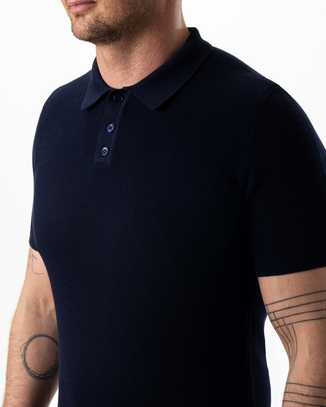 IOS KNITTED POLO - NAVY