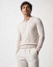 IOS KNITTED POLO longsleeve - BEIGE MEL.