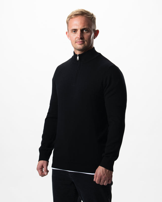 IOS TURTLE zip merino - BLACK