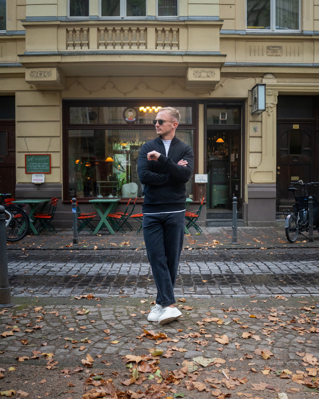 IOS TURTLE zip merino - BLACK