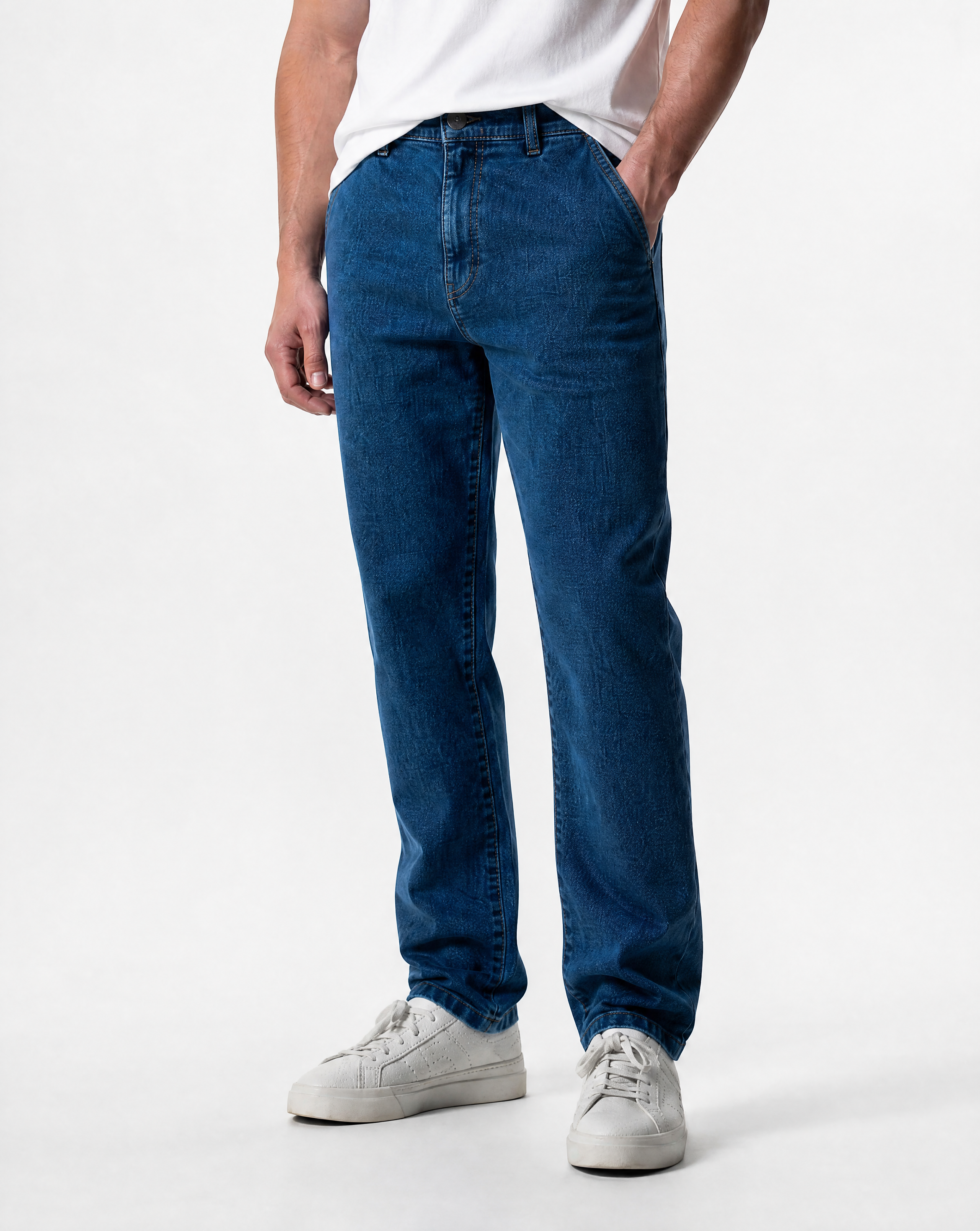 IOS JEANS proste - MID BLUE STONE WASH