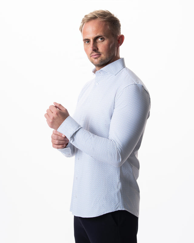 IOS SHIRT - SOFT OLIVE GREEN DESIGN  LIGHT BROWN