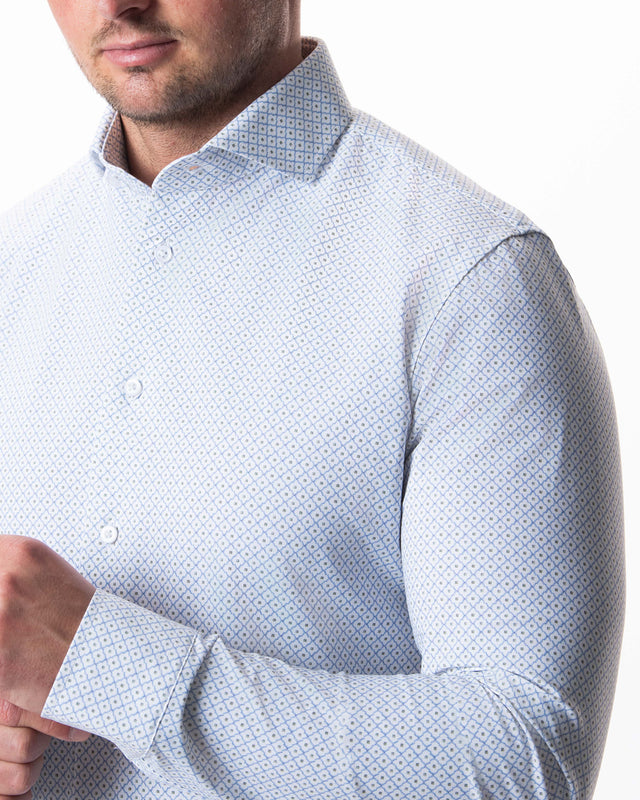 IOS SHIRT - SOFT OLIVE GREEN DESIGN  LIGHT BROWN