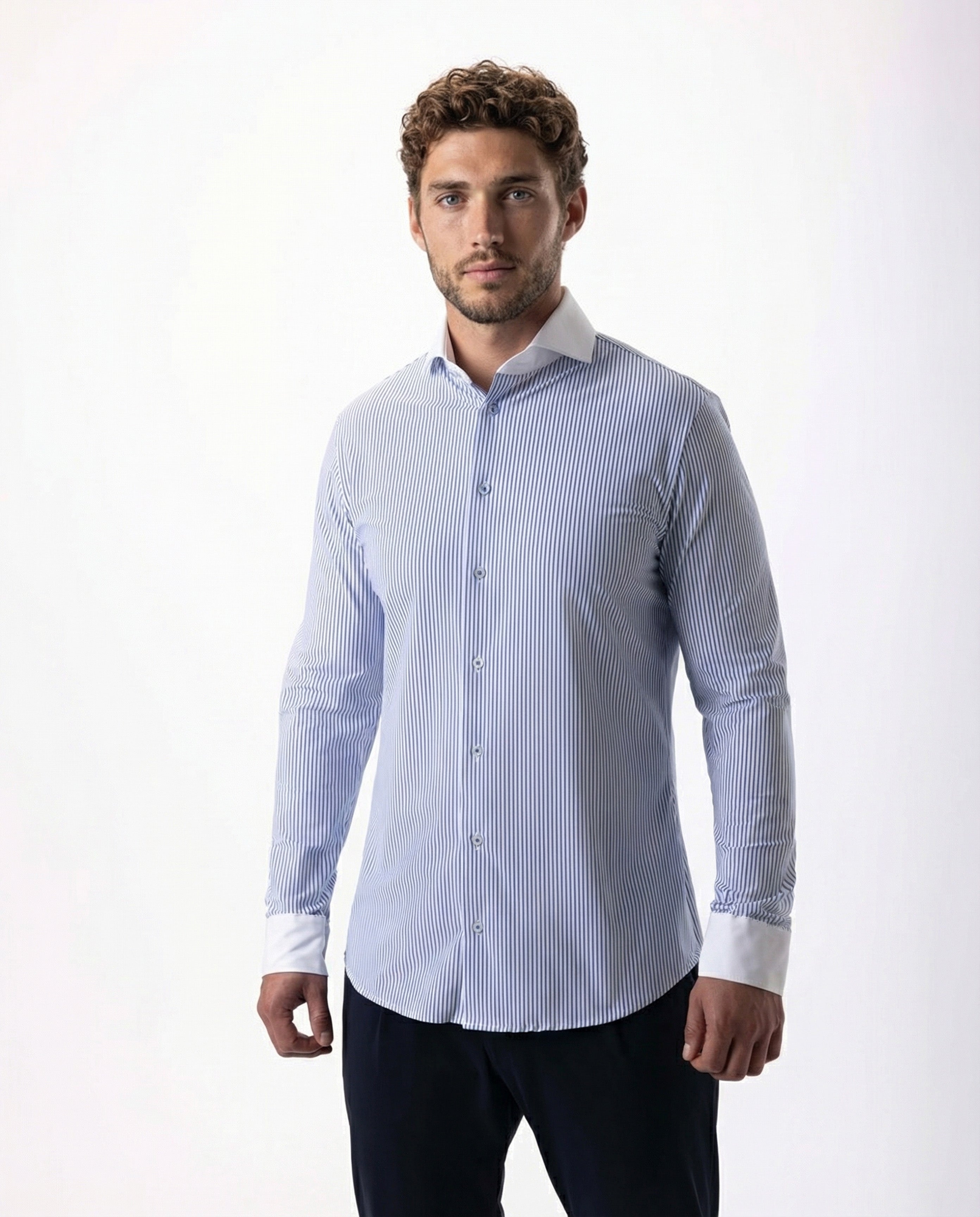 IOS SHIRT - STRIPES CONTRAST COLLAR