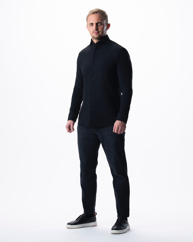 IOS SHIRT - BLACK PIQUÉ
