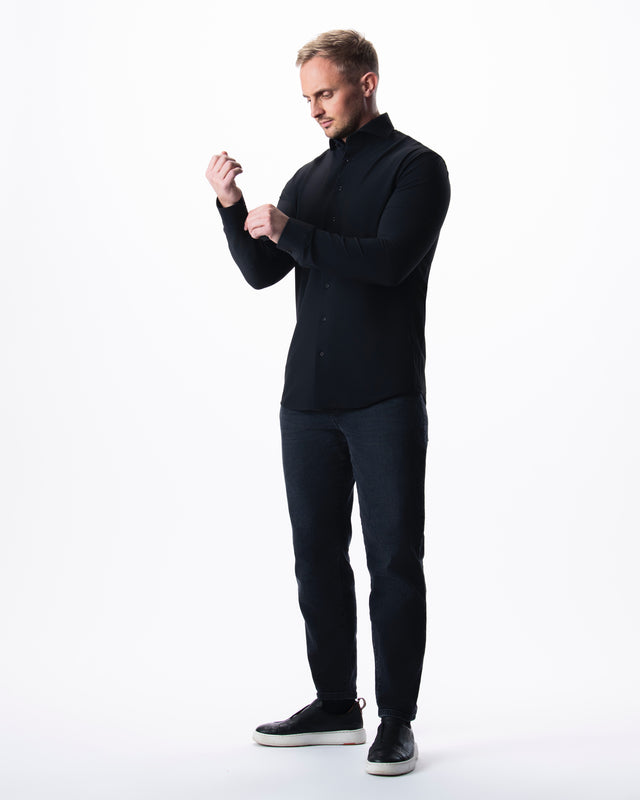 IOS SHIRT - BLACK PIQUÉ