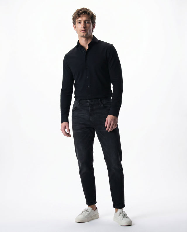 IOS SHIRT - BLACK PIQUÉ