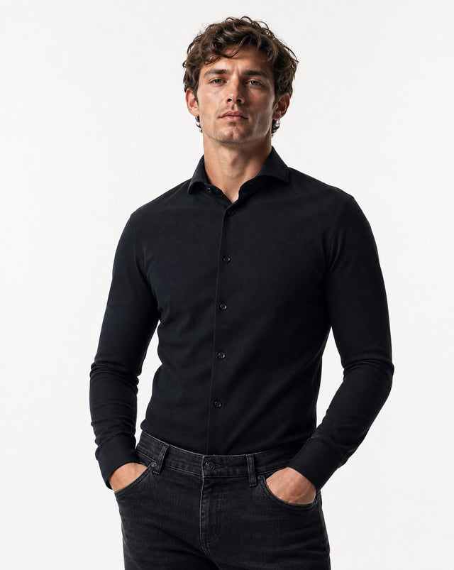 IOS SHIRT - BLACK PIQUÉ