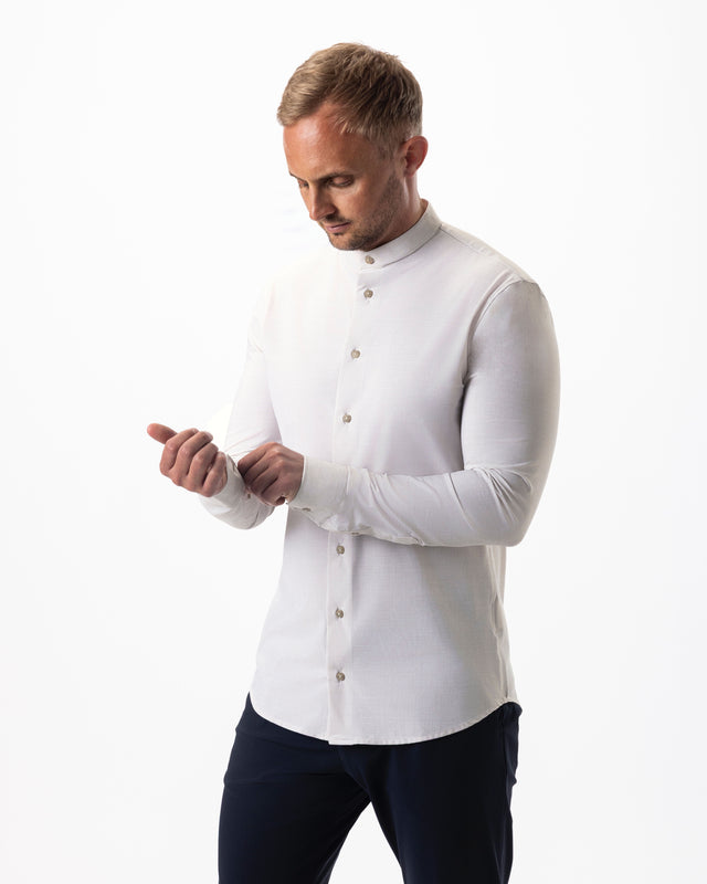 IOS SHIRT stand up - IVORY STRUCTRURED