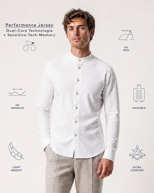 IOS SHIRT stand up - IVORY STRUCTRURED