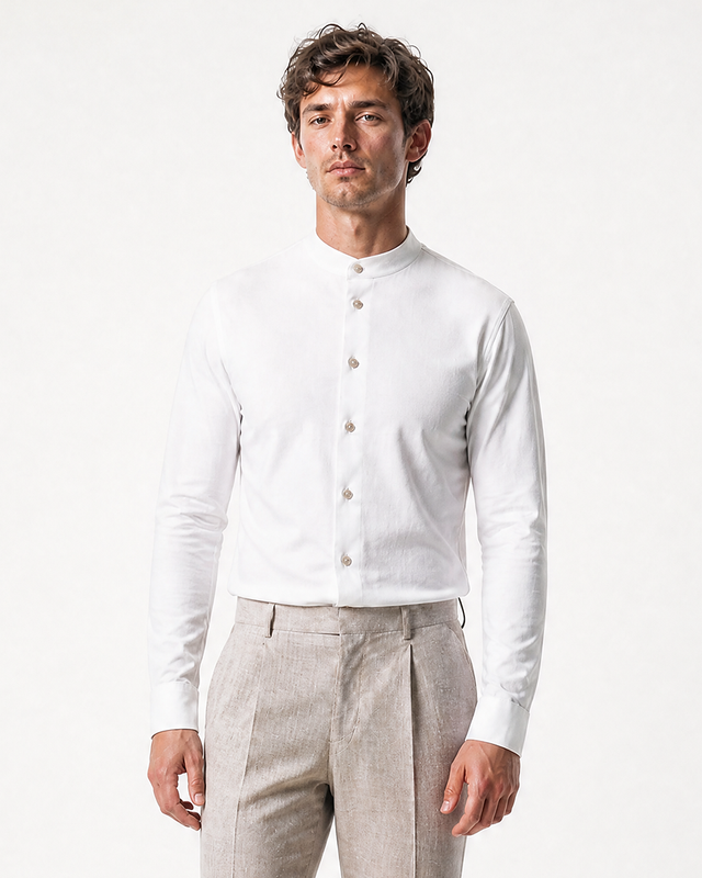 IOS SHIRT stand up - IVORY STRUCTRURED
