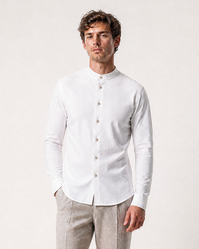 IOS SHIRT stand up - IVORY STRUCTRURED