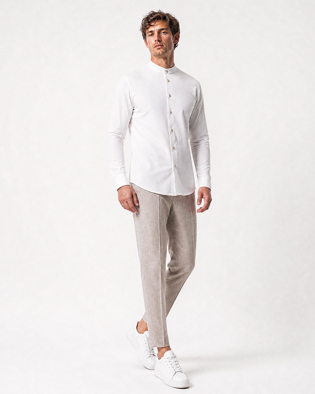 IOS SHIRT stand up - IVORY STRUCTRURED