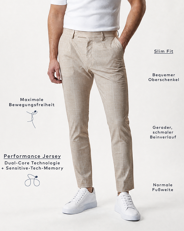 IOS PANTS classic - BEIGE KARO