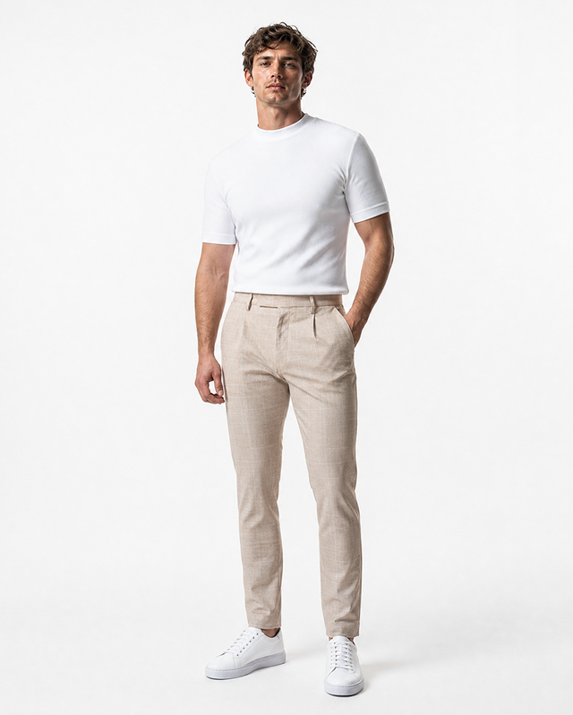IOS PANTS classic - BEIGE KARO