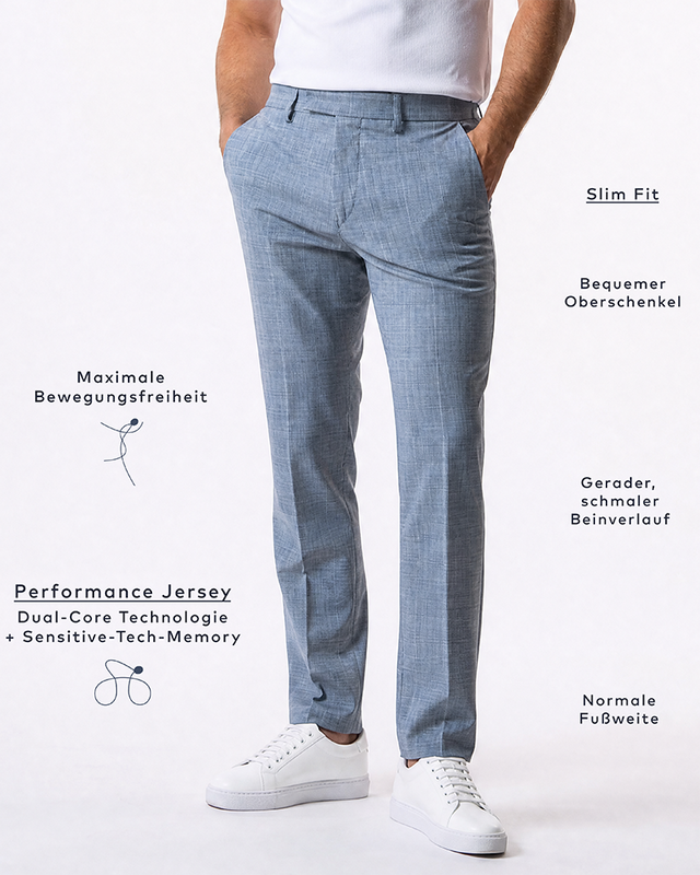 IOS PANTS classic - LIGHT GREY KARO