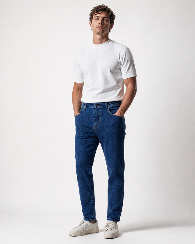 IOS JEANS - MID BLUE STONE WASH
