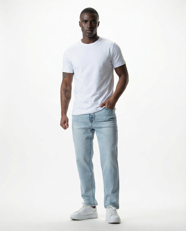 IOS JEANS straight - LIGHT BLUE BLEACHED WASH
