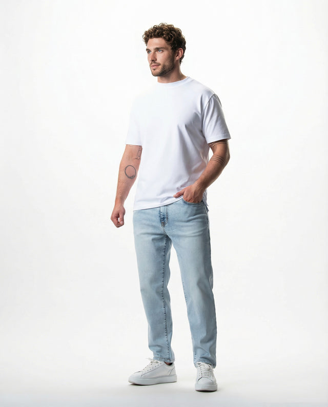 IOS JEANS straight - LIGHT BLUE BLEACHED WASH