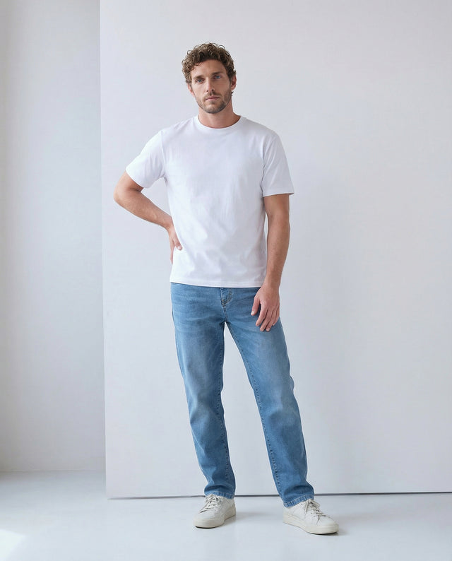 IOS JEANS straight - MID BLUE USED