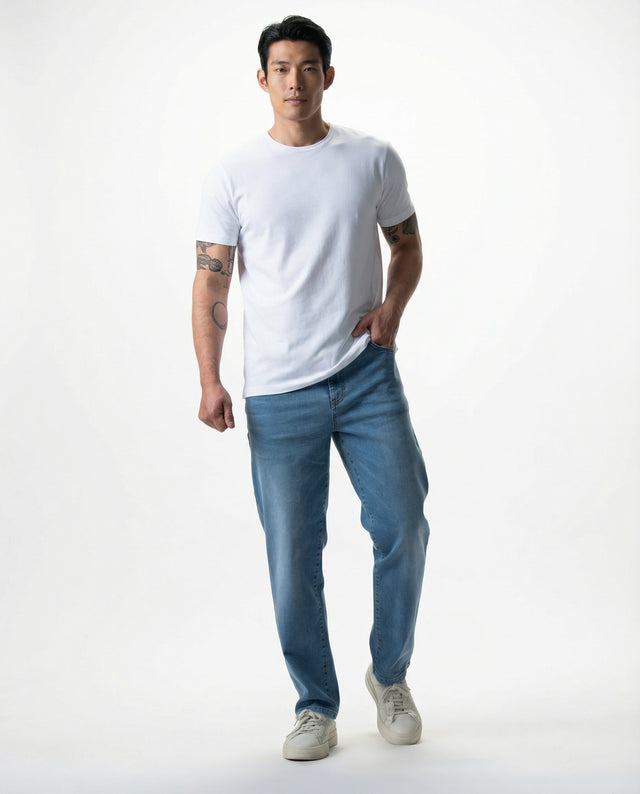 IOS JEANS straight - MID BLUE USED