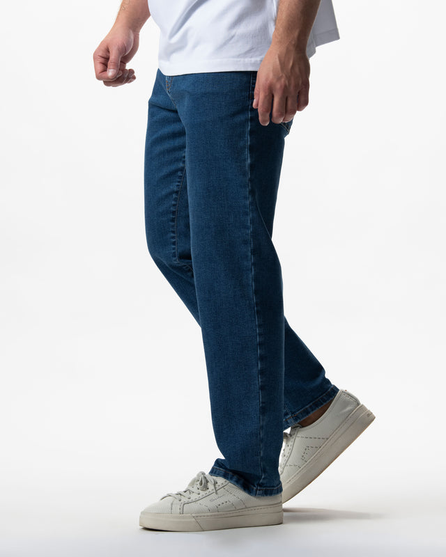 IOS JEANS straight - MID BLUE STONE WASH