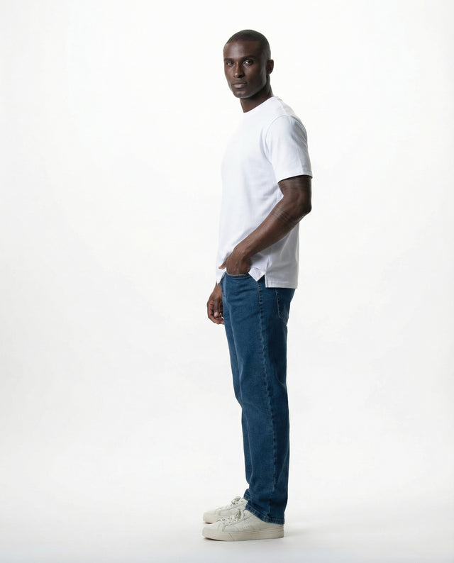 IOS JEANS straight - MID BLUE STONE WASH