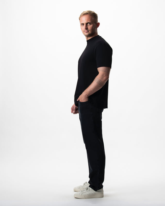 IOS JEANS straight - DARK GREY STONE WASH