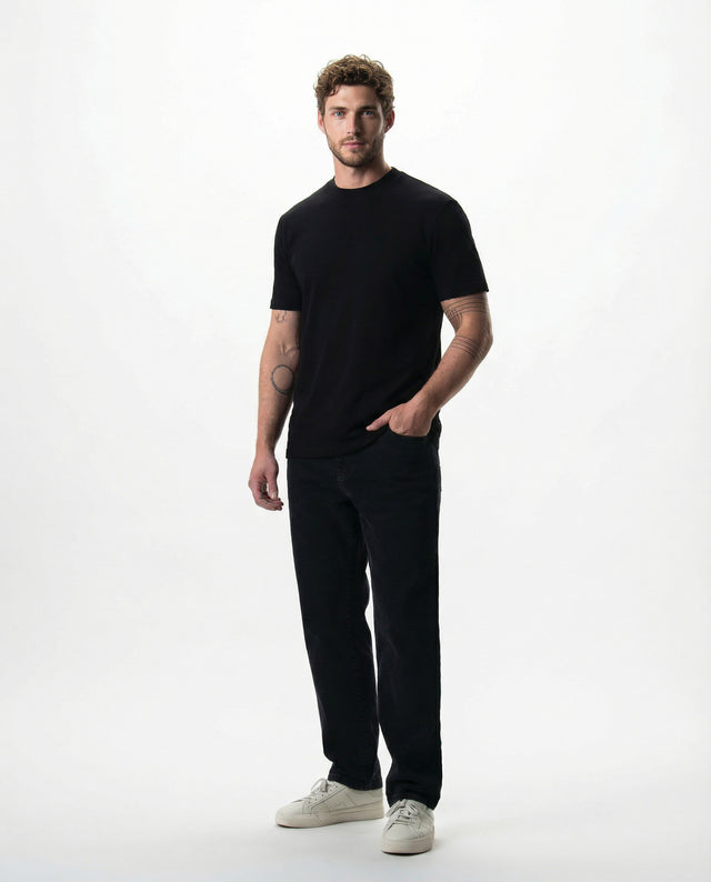 IOS JEANS straight - DARK GREY STONE WASH