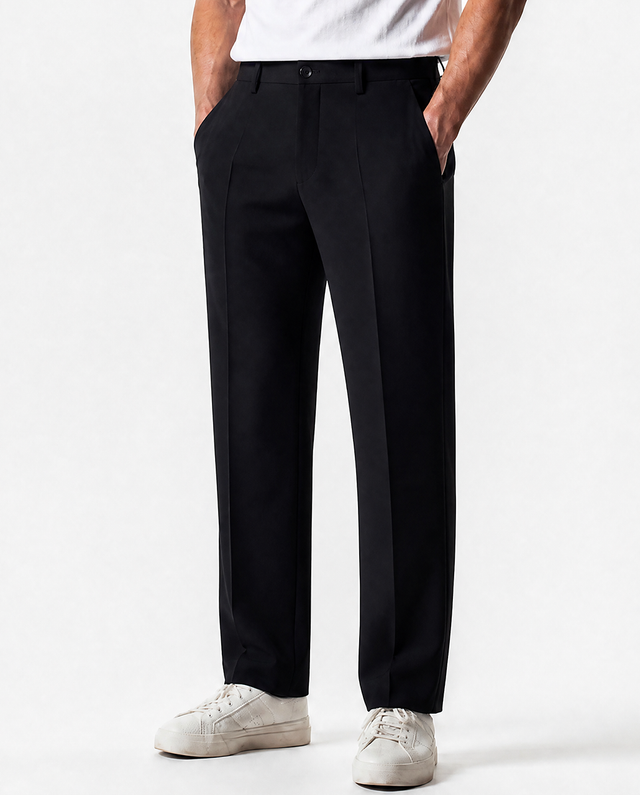 IOS PANTS straight - BLACK