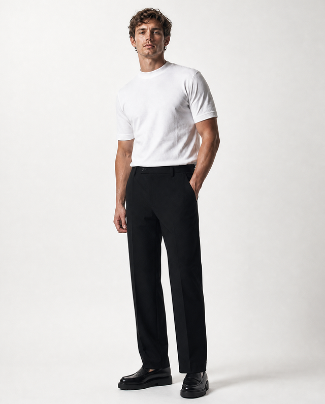 IOS PANTS straight - BLACK