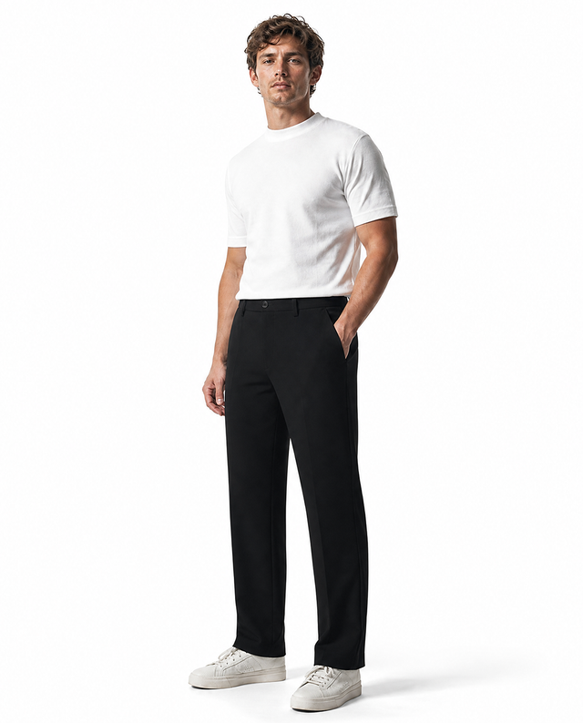 IOS PANTS straight - BLACK