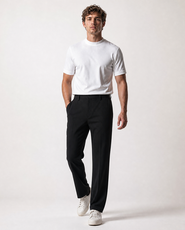 IOS PANTS straight - BLACK