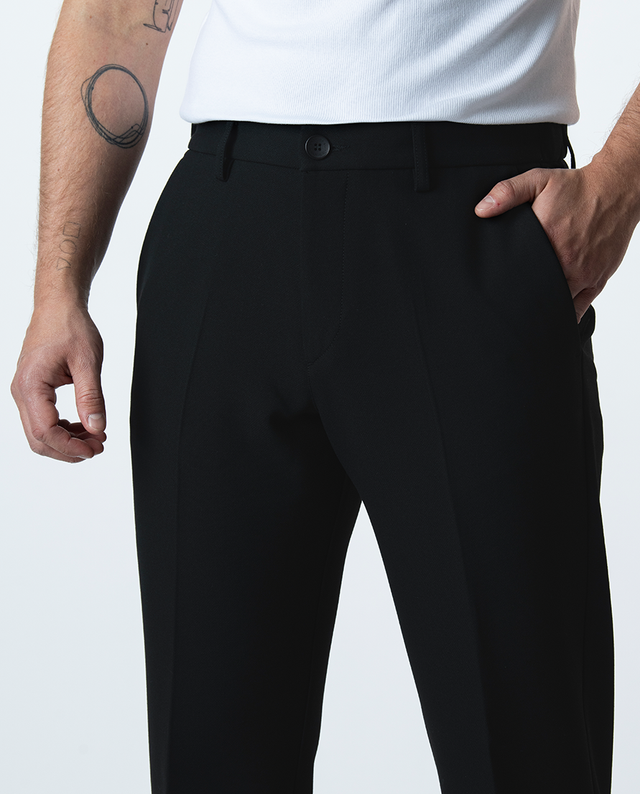 IOS PANTS straight - BLACK