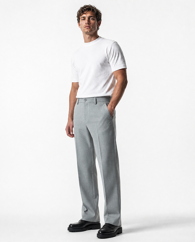 IOS PANTS straight - LIGHT GREY MEL.