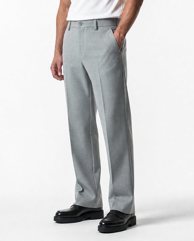 IOS PANTS straight - LIGHT GREY MEL.