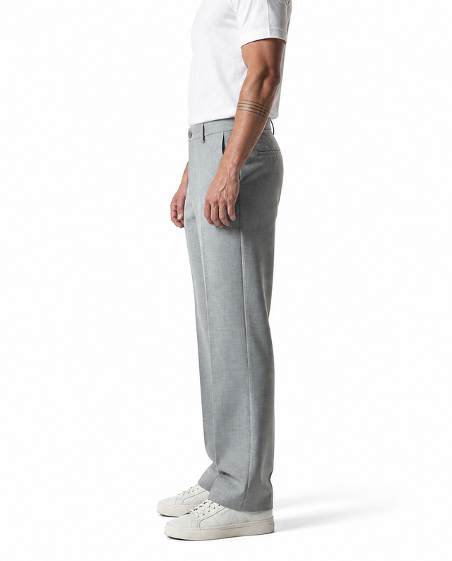 IOS PANTS straight - LIGHT GREY MEL.