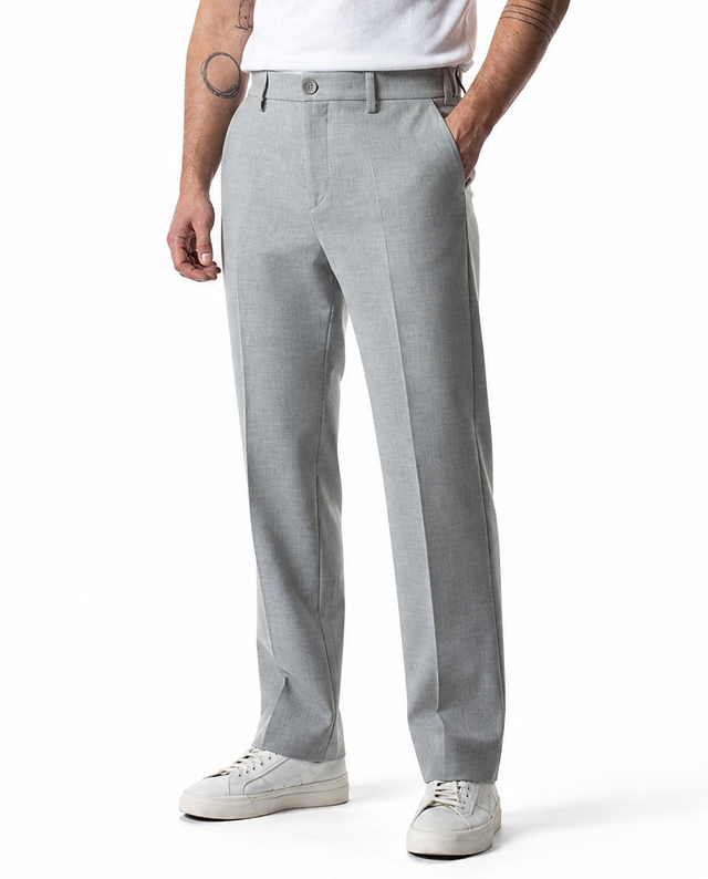 IOS PANTS straight - LIGHT GREY MEL.