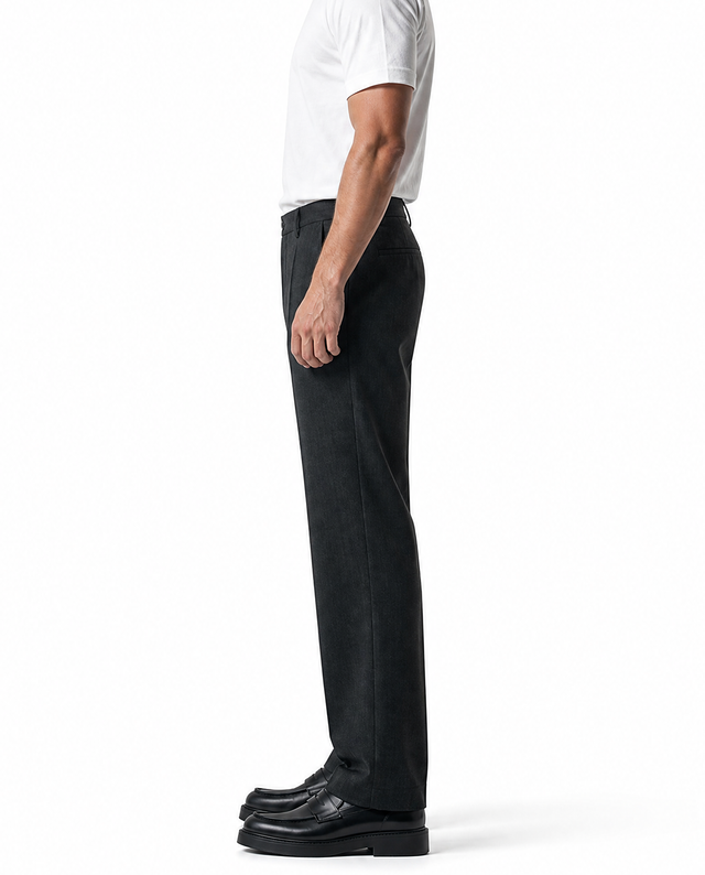 IOS PANTS straight - DARK GREY MEL.