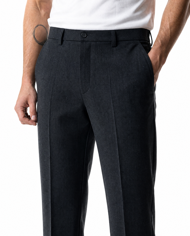 IOS PANTS straight - DARK GREY MEL.
